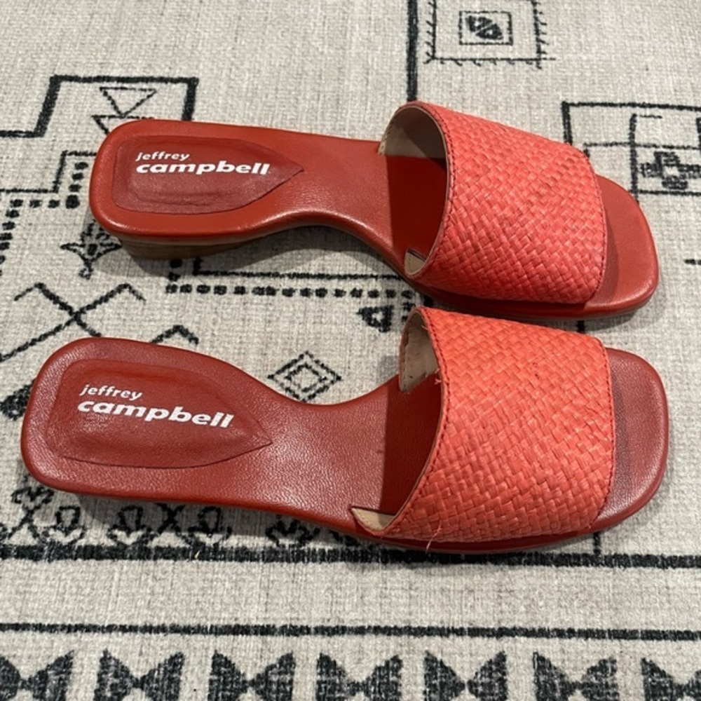 Jeffrey Cambell Leather and Raffia Slip on Sandals US 8 - Picture 2 of 8